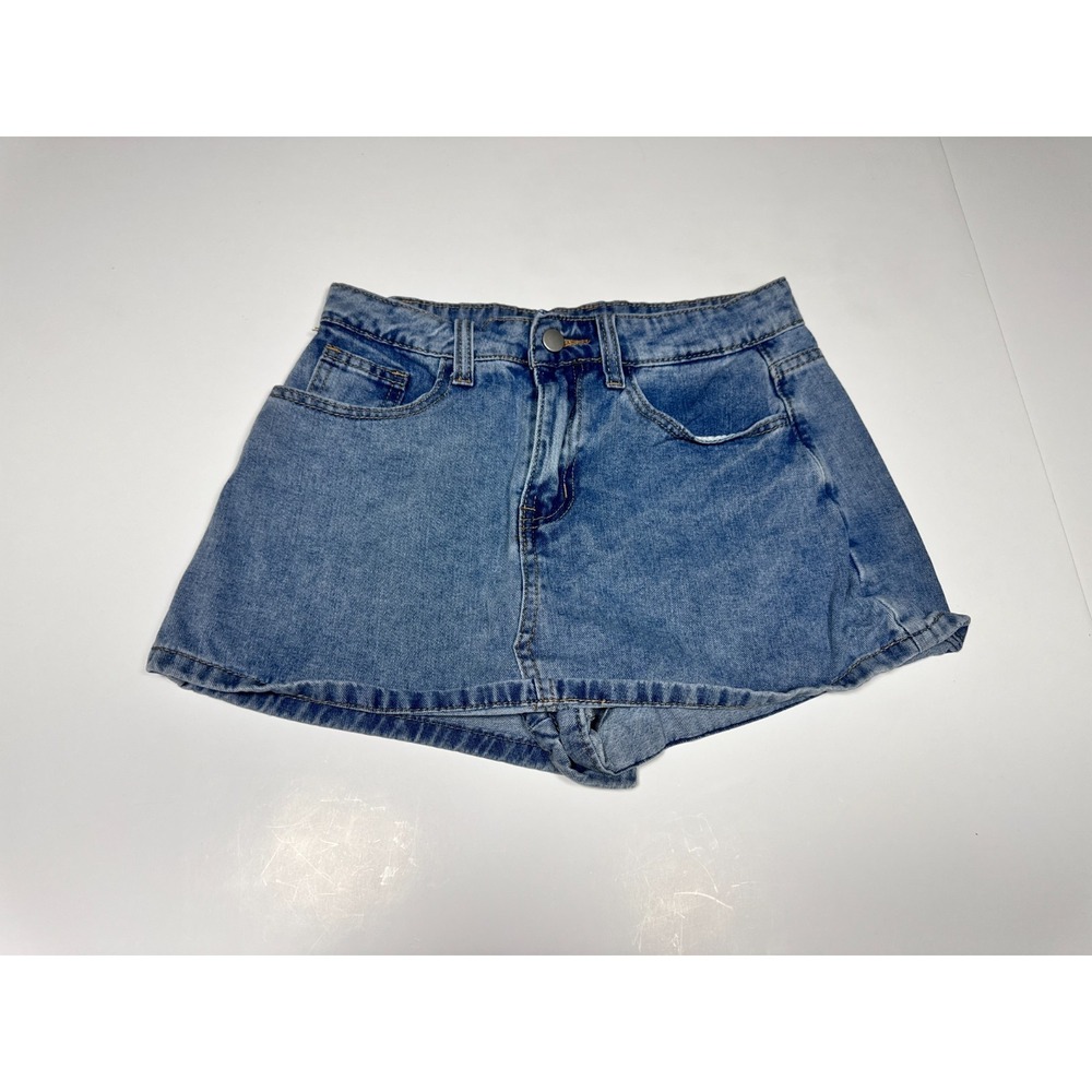 Dazy Mini Skirt Skort Womens Medium Blue Denim Wash High Waisted Streetwear